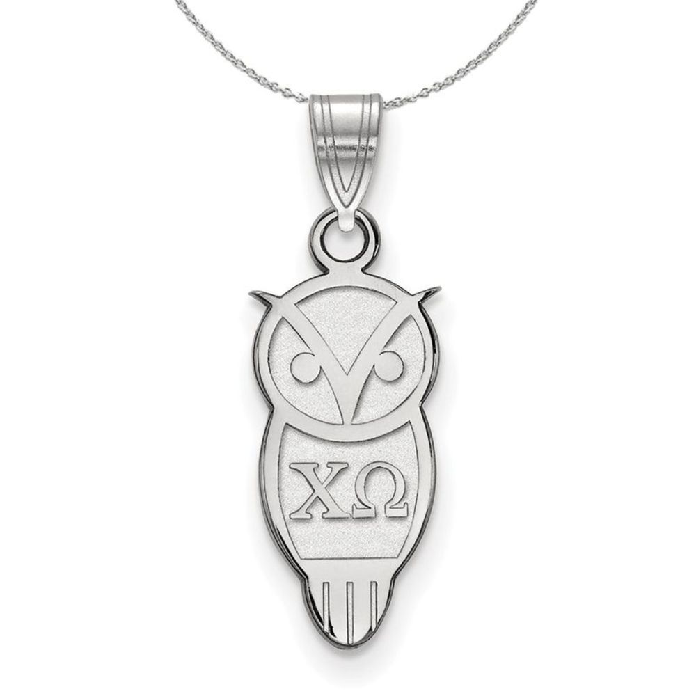 Sterling Silver Chi Omega Small Pendant Necklace - 20 Inch